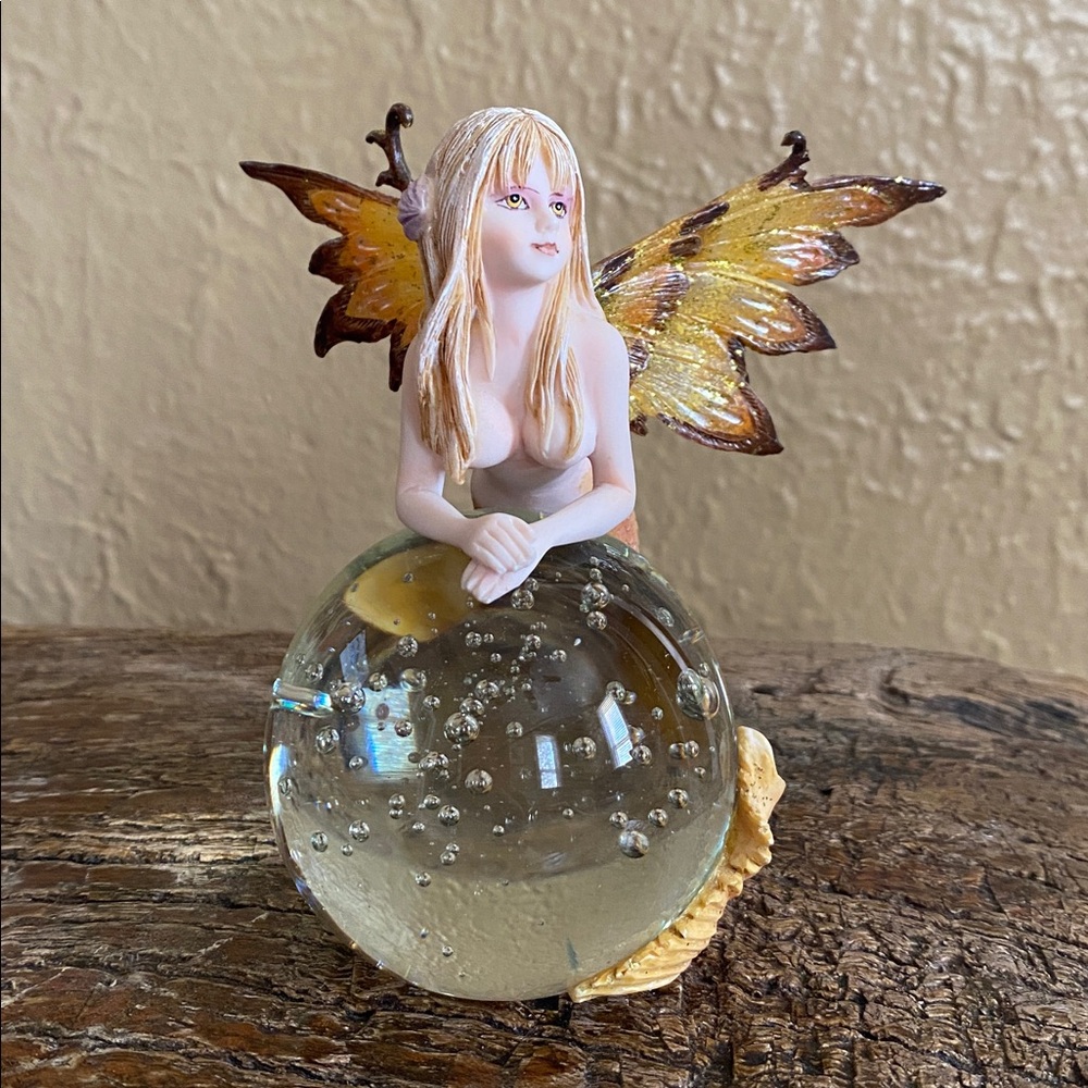 🧜‍♀️Rare Vintage🧜‍♀️Mermaid Fairy On Glass Ball - Picture 10 of 15